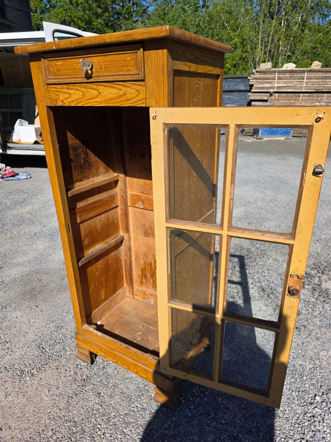 Louis Philippe style antique buffet with glass doors