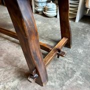 Aranjou dark wood dining table and 2 benches from the 70s/80s ☐ 200 x 89 cm
