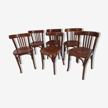 suite of 6 chairs of Vintage Bistrot 1970s