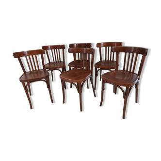 suite of 6 chairs of Vintage Bistrot 1970s