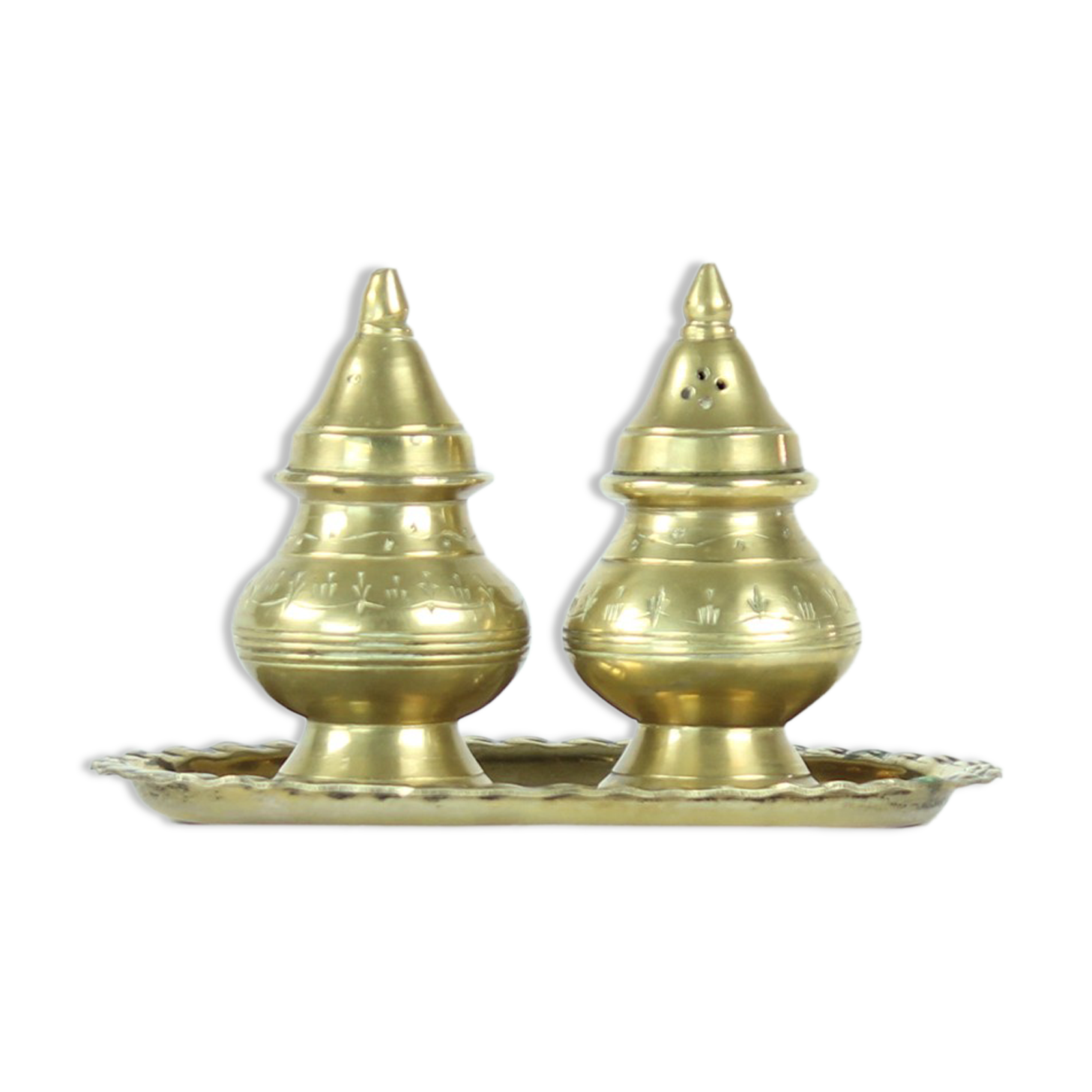 Salière et poivrière en laiton, années 1970