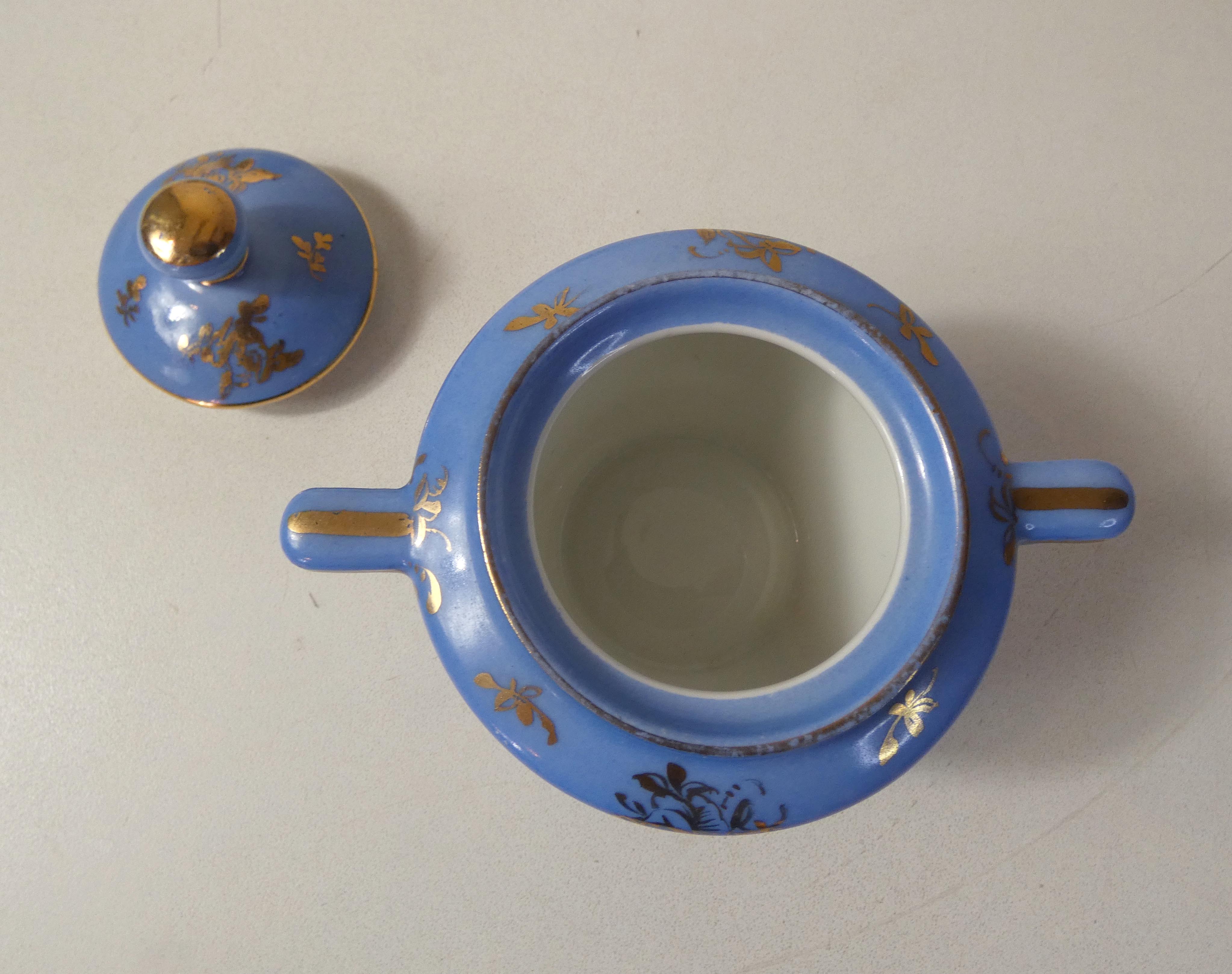 Head to head service porcelain limoges blue and gold