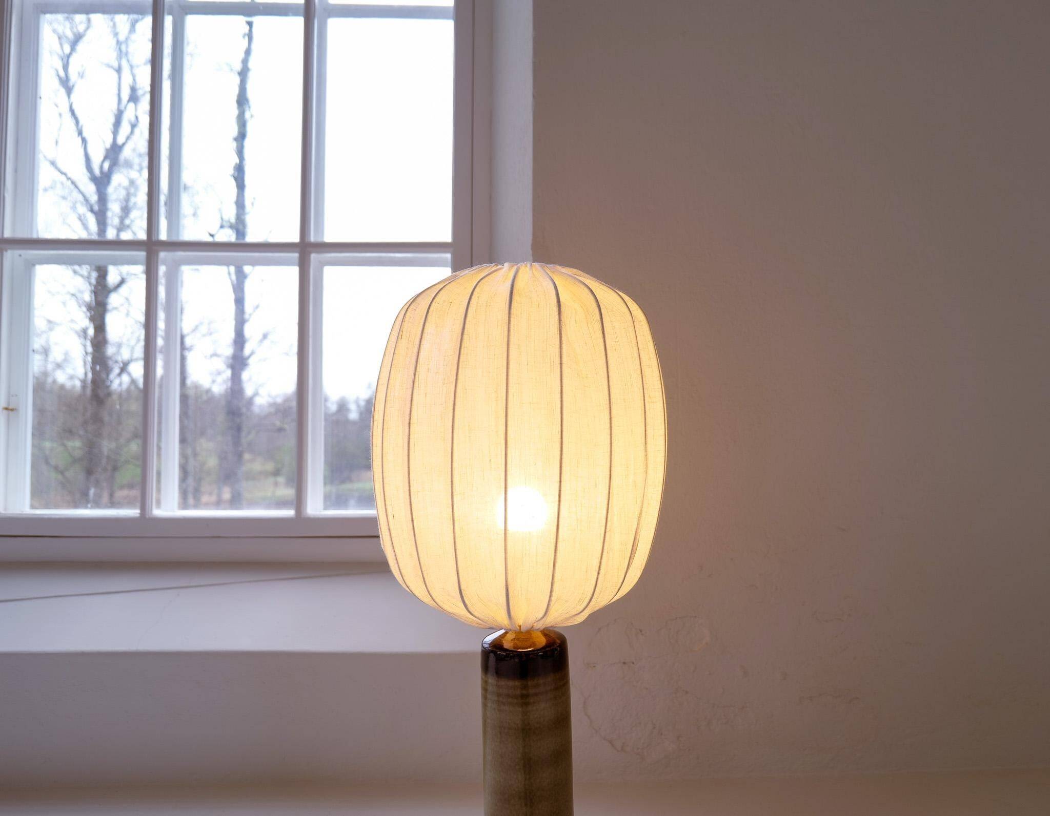 Mid-century modern ceramic table lamp in earthy tones Rörstrand Olle Alberius Sweden