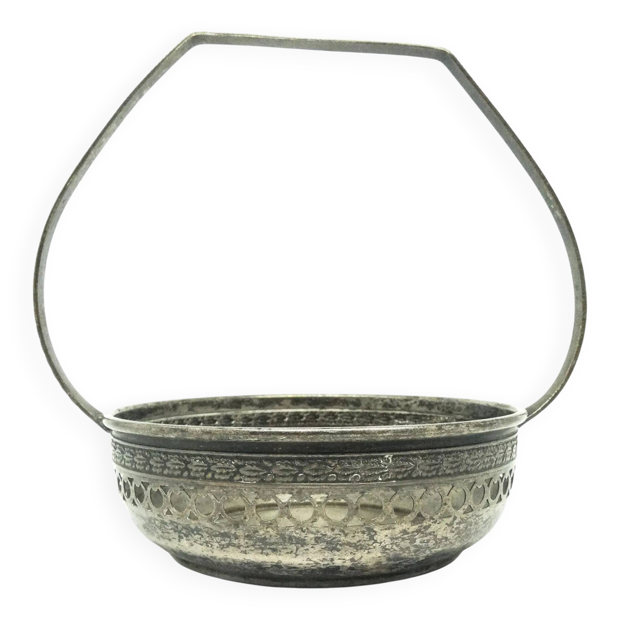 Art Deco sugar bowl, silver-plated brass, Poland, 1920s
