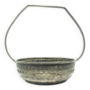 Art Deco sugar bowl, silver-plated brass, Poland, 1920s