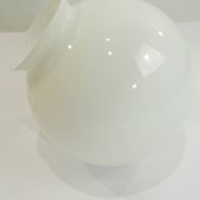 Vintage 70s pendant lamp in white opaline glass, 20 cm globe, chrome, light