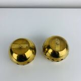 Pair of vintage openwork brass candle holders/votive candlesticks, gilded