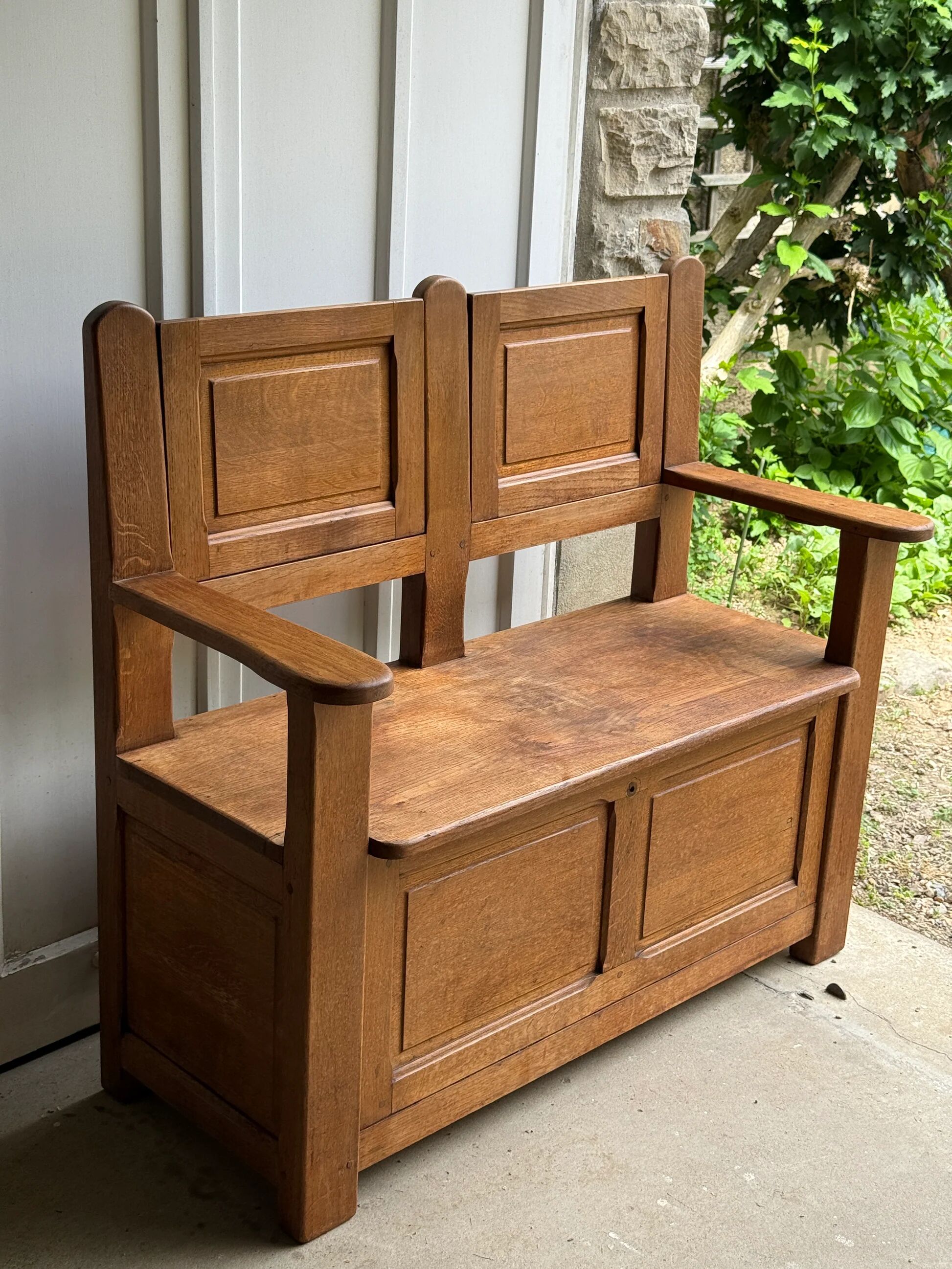 Singing bench / bench with storage chest in solid oak
