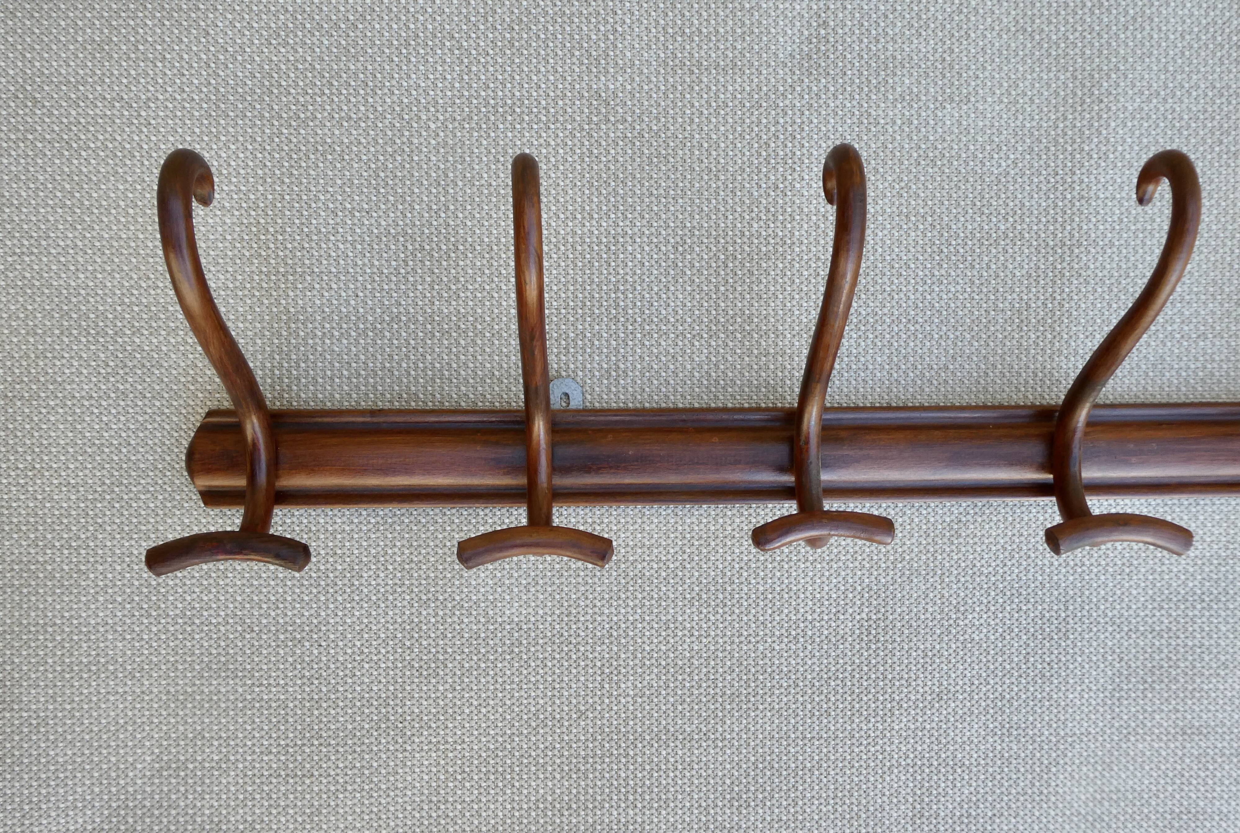 Wooden wall coat rack with 6 double hooks, bistro