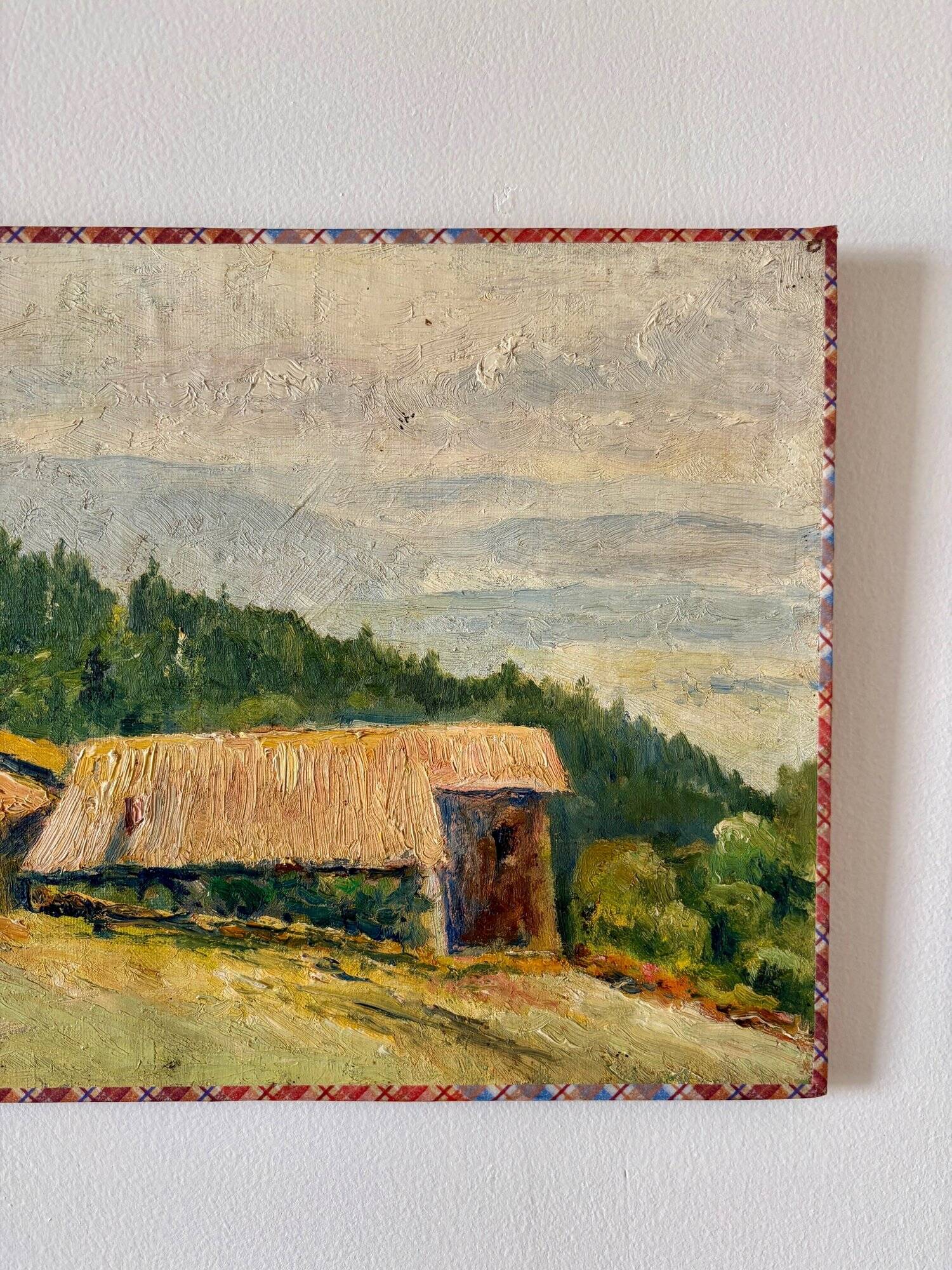 Peinture à l'huile sur toile "Maison et forêt" n°7