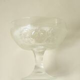 Vintage footed dessert bowls in molded glass - fruit motifs
