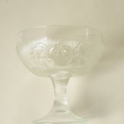 Vintage footed dessert bowls in molded glass - fruit motifs