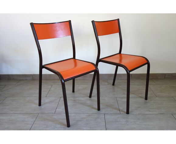 Lot de 4 chaises d'école orange