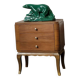 Small vintage Art Deco piece with 3 drawers, curved legs and caps.