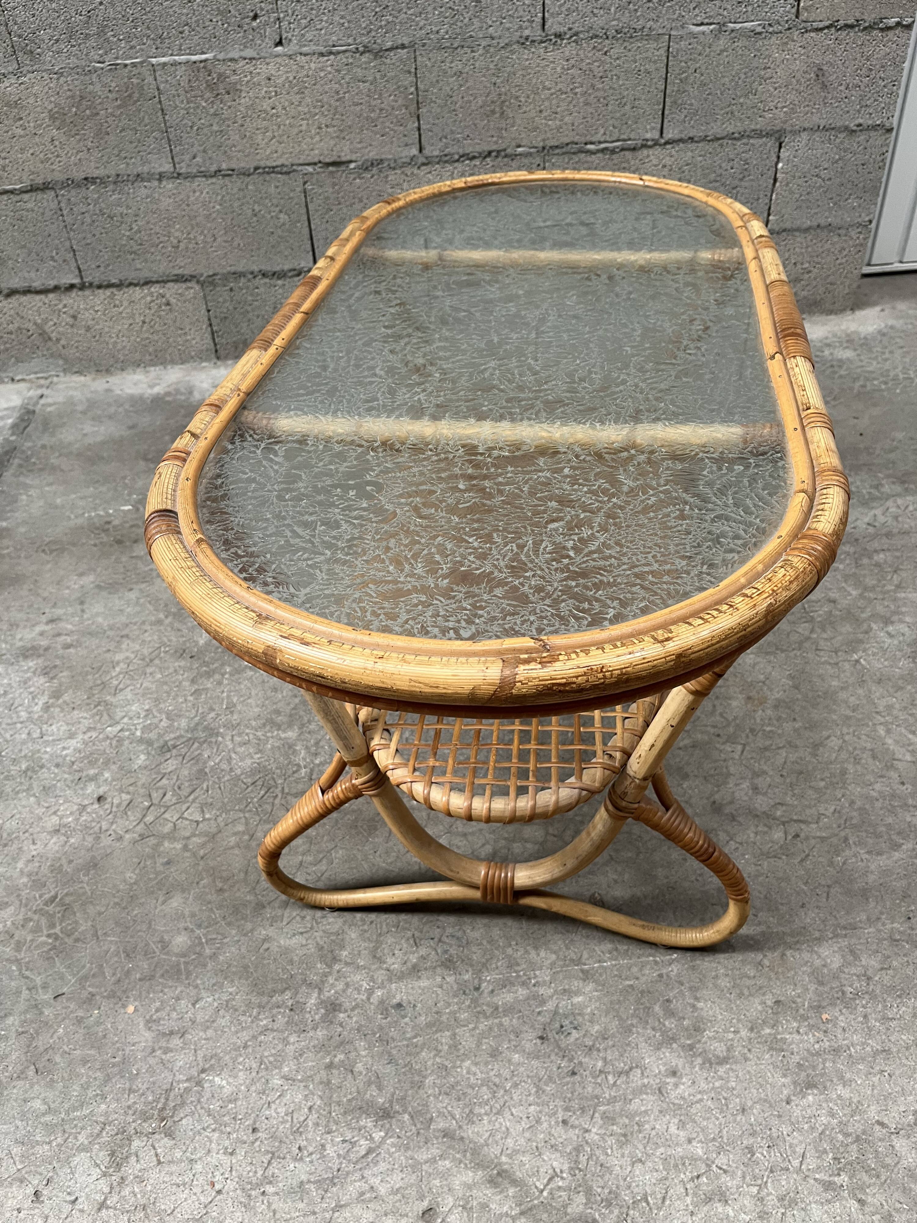 vintage coffee table from the 60s rattan