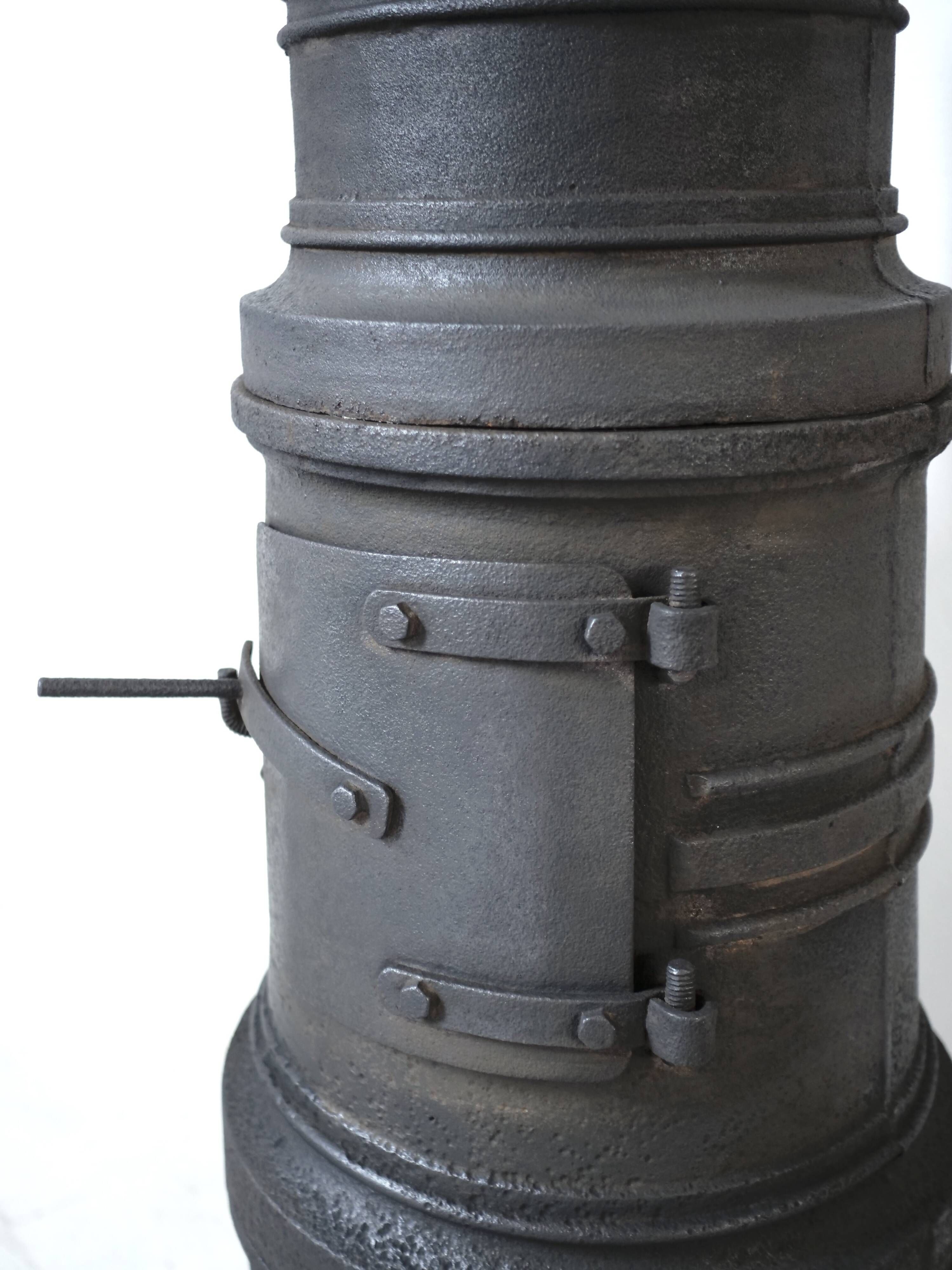 Workshop cast iron stove, late 19th century, raw wabi-sabi design.