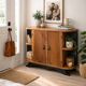 Small buffet or console in natural and black wood