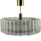 60s 70s chandelier ceiling lamp Doria Leuchten Germany Ice glass design