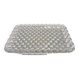 Pressed glass service platter with diamond points (1950s)