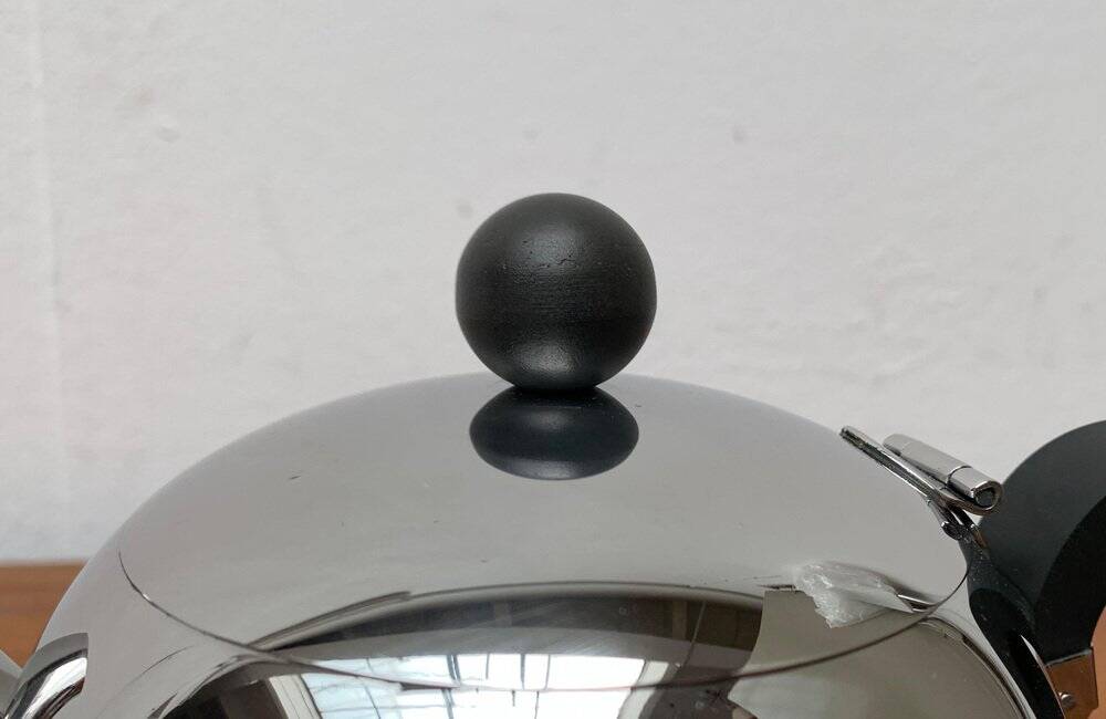 Postmodern Italian Bomb Teapot in Stainless Steel and Bakelite by Carlo Alessi for Alessi