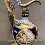 Ewer on flat display in earthenware of Nevers Renaissance decoration