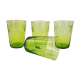 series of 4 water cups in Baccarat crystal, late nineteenth century decorated with grape bunches and grapefruits