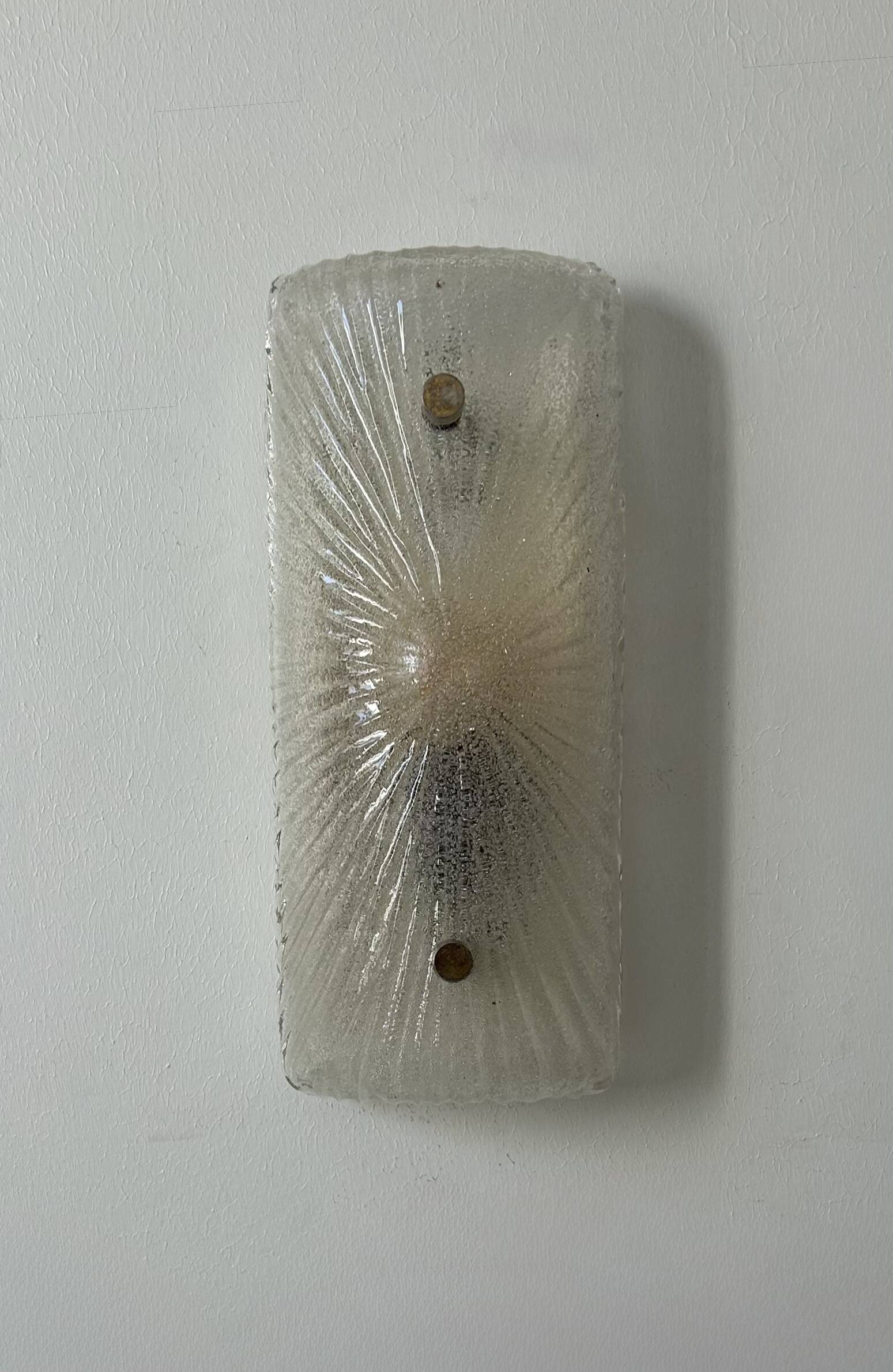 Vintage wall lamp, Murano glass and brass, Italy 1970