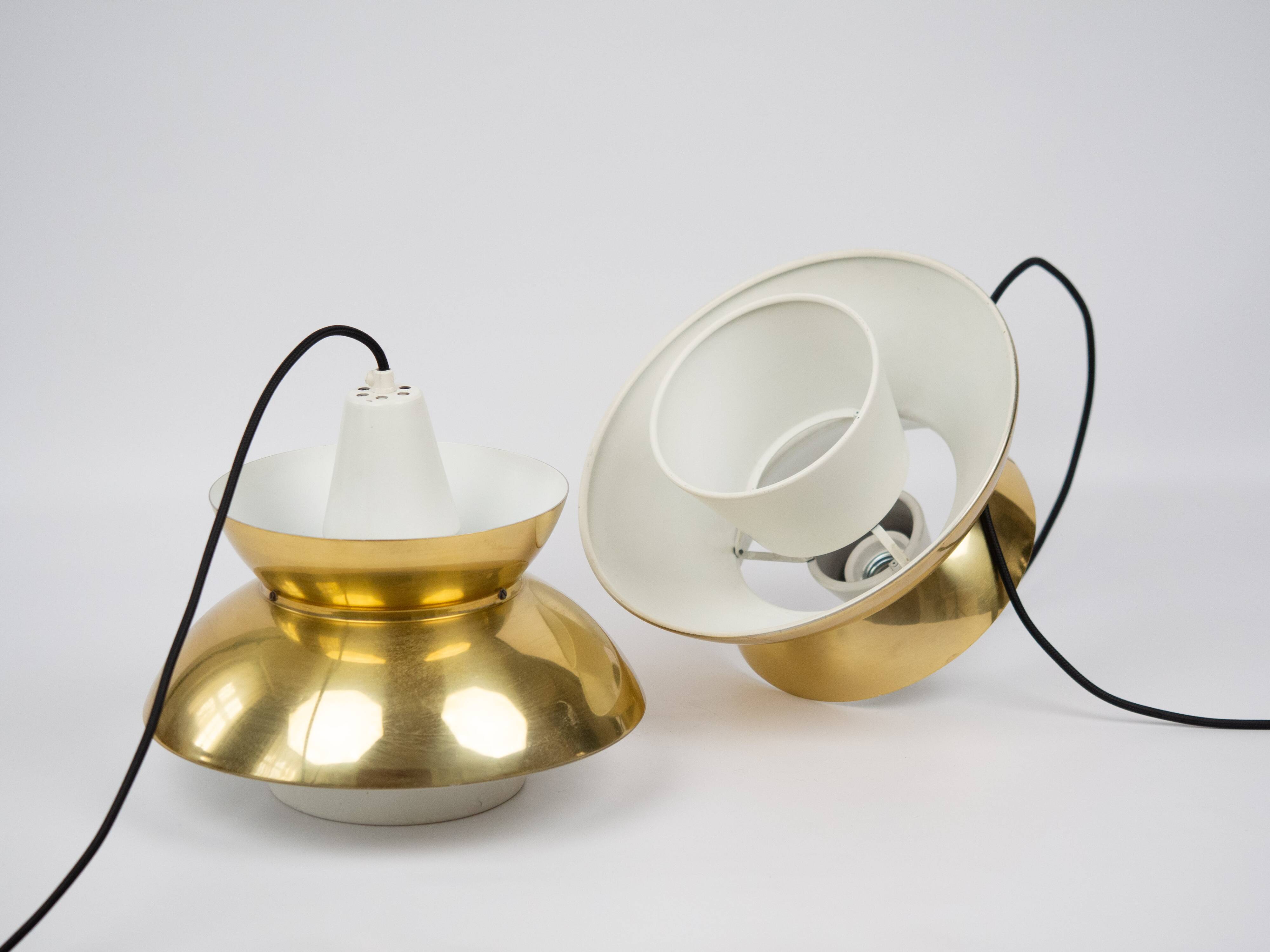 Paire de 2 suspensions vintage Doo Woo danoises par Henning Klok. Louis Poulsen, 1950.