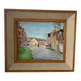 Signed village landscape from the 1950s