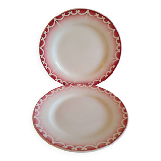 Lot de 2 assiettes plates digoin sarreguemines vintage