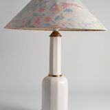 White Opaline Glass & Brass Heiberg Table Lamp, Denmark, Mid-19th century