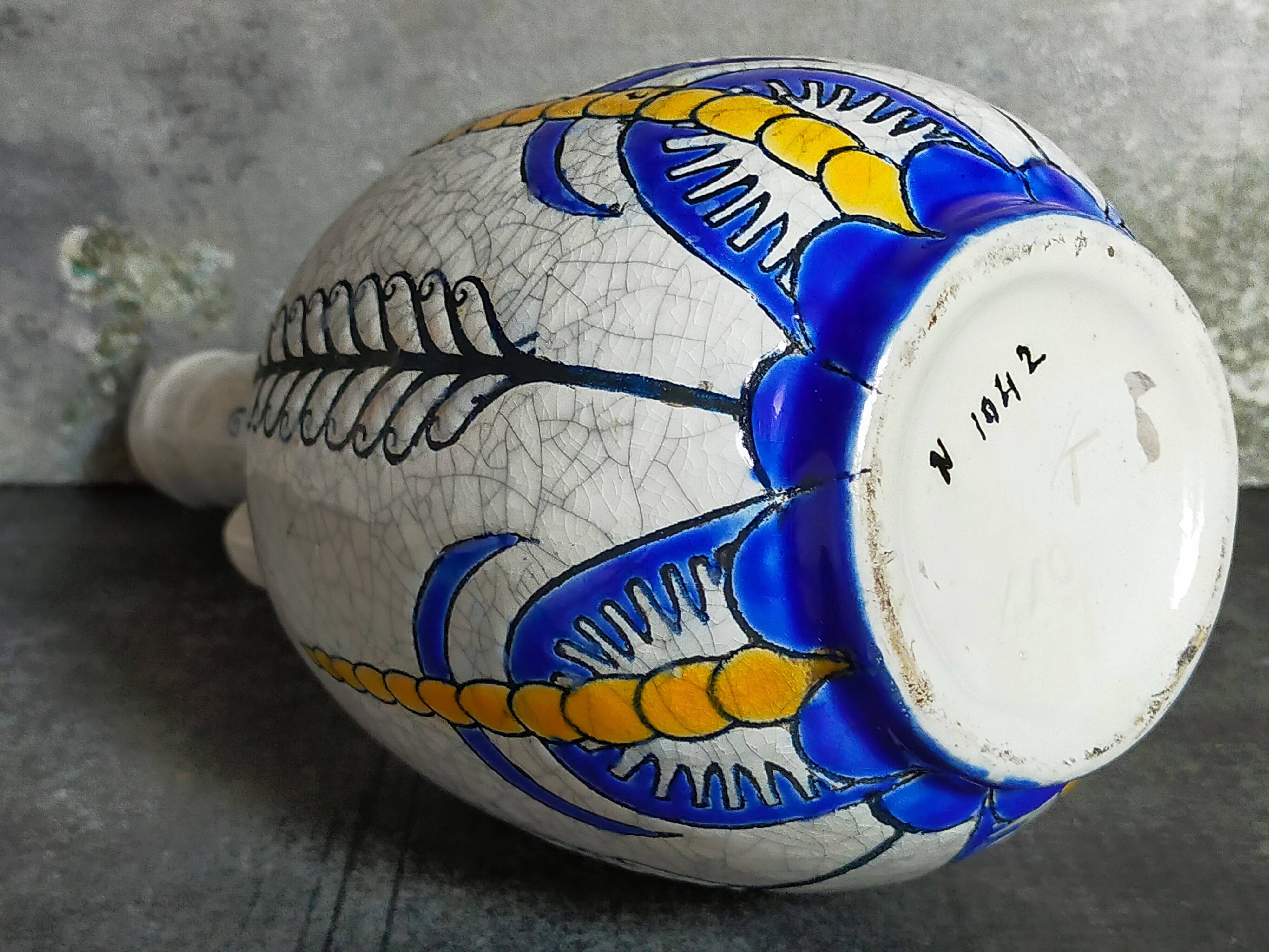 Soliflore bottle vase in fine earthenware boch frères la louvière-keramis early 20th century