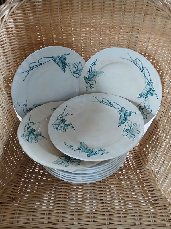 10 assiettes plates anciennes en Terre de fer