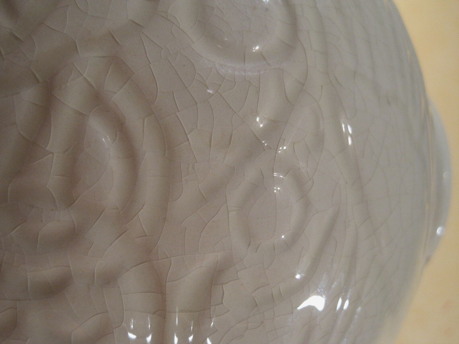ART DECO cracked earthenware vase white Ecru St. CLEMENT bird series