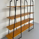 Étagère bibliothèque bois et métal design des années 80