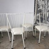 Set of 4 vintage chairs in metal and Skai