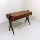 Vintage teak desk with black scissor legs 1960's