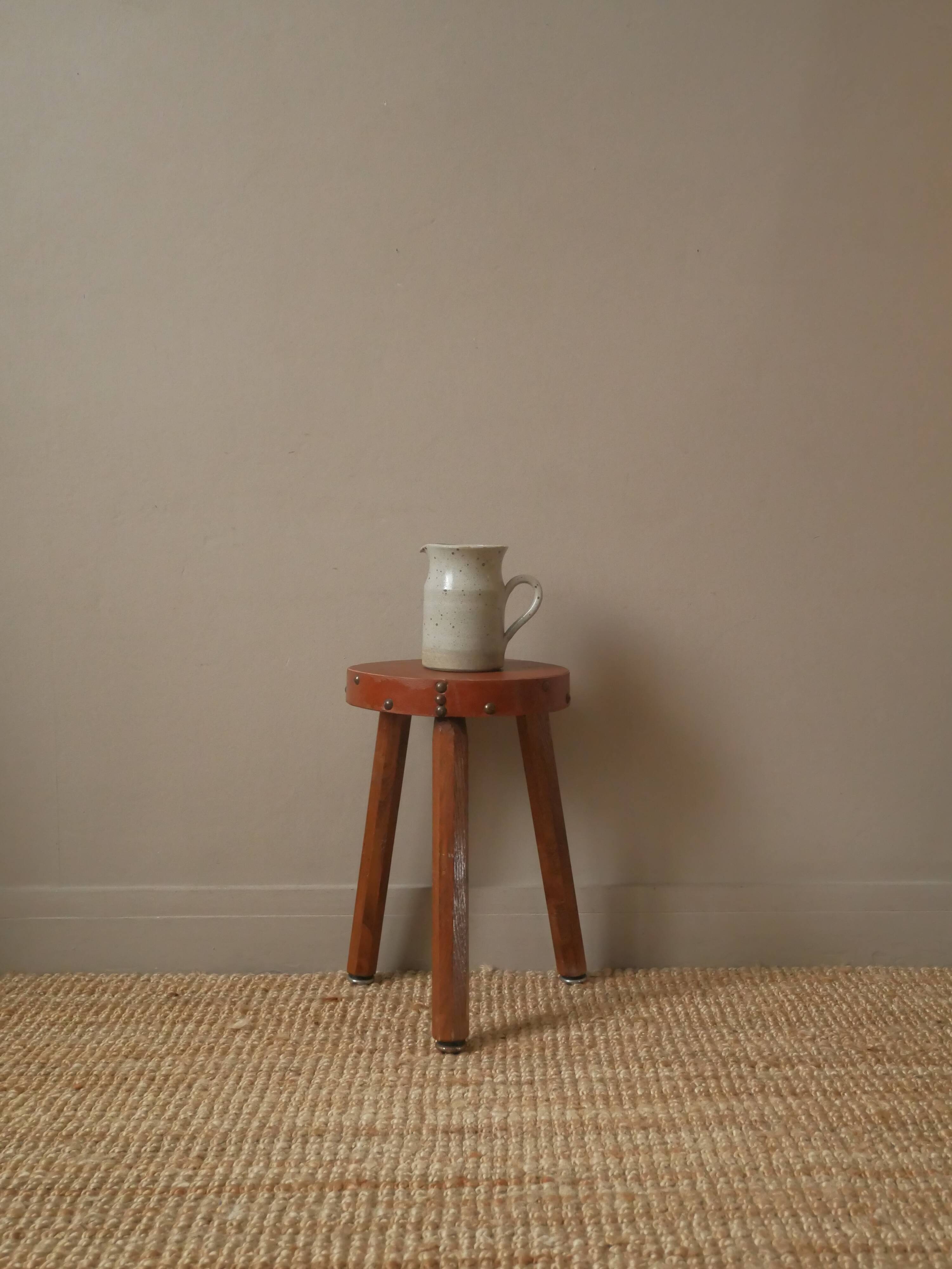 Vintage stoneware pitcher vase with handle Scandinavian country decoration handcrafted ceramic