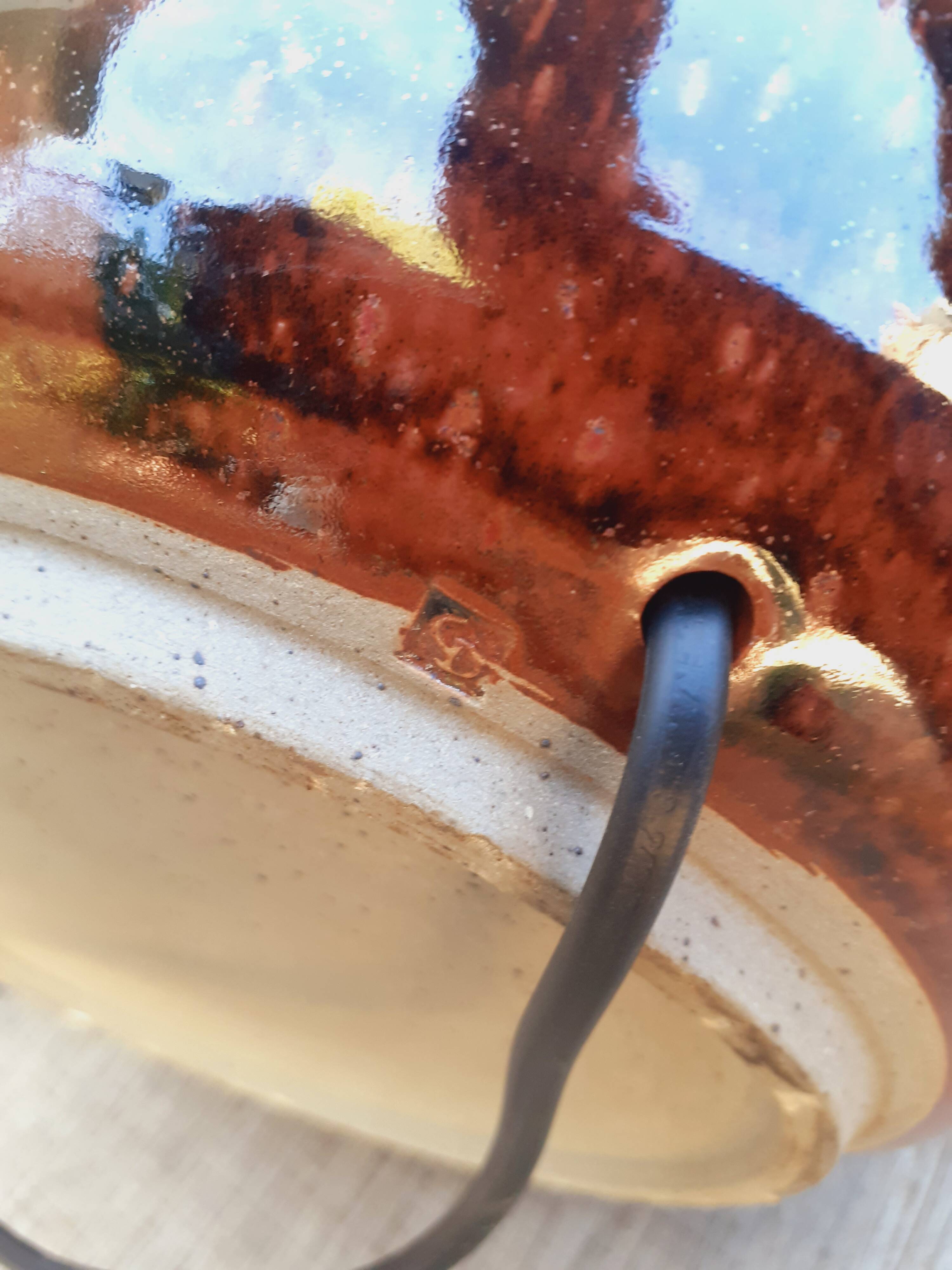 Glazed stoneware lamp base from the 1970s.