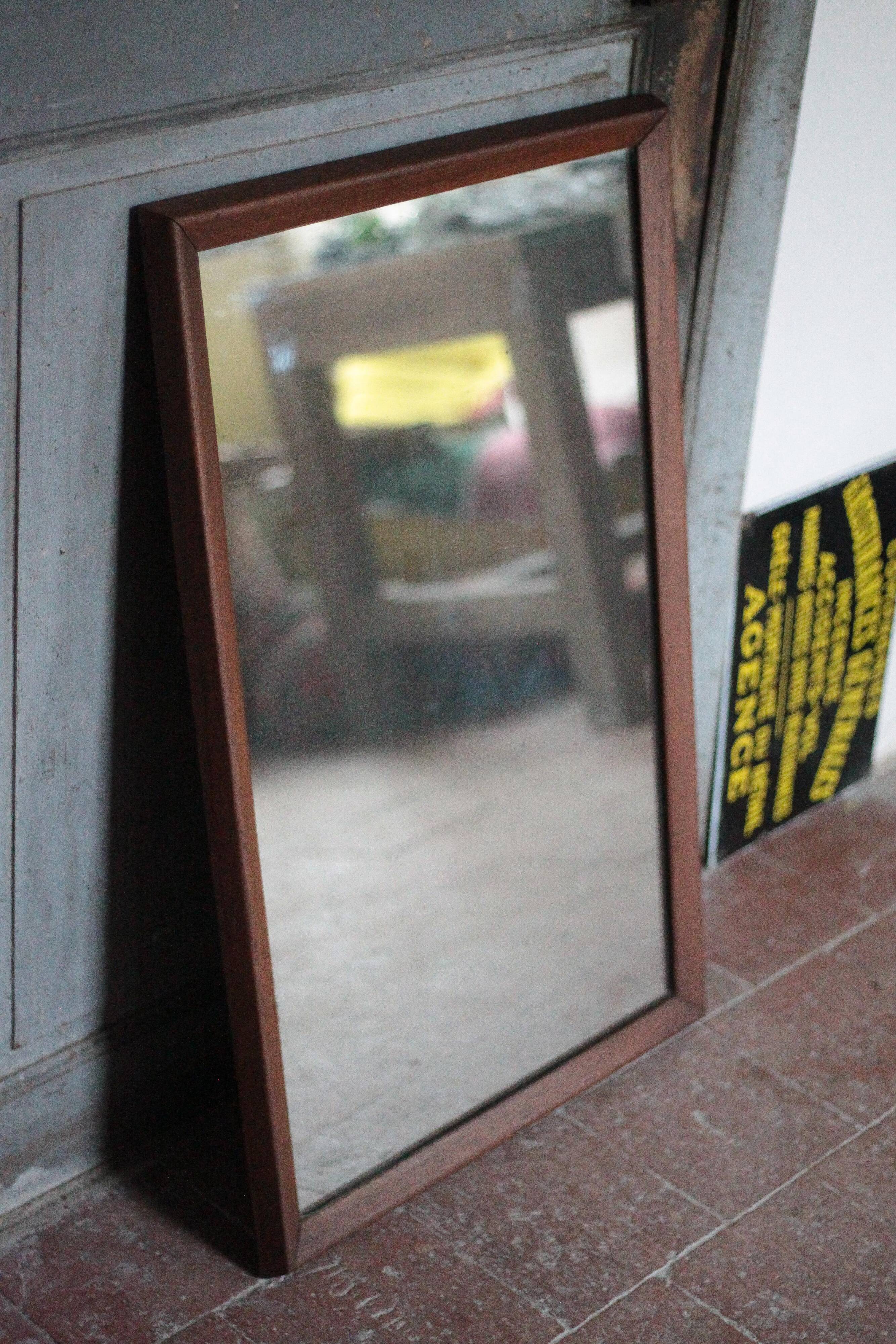 Large vintage wooden mirror, wall mirror, wall mirror, Scandinavian style