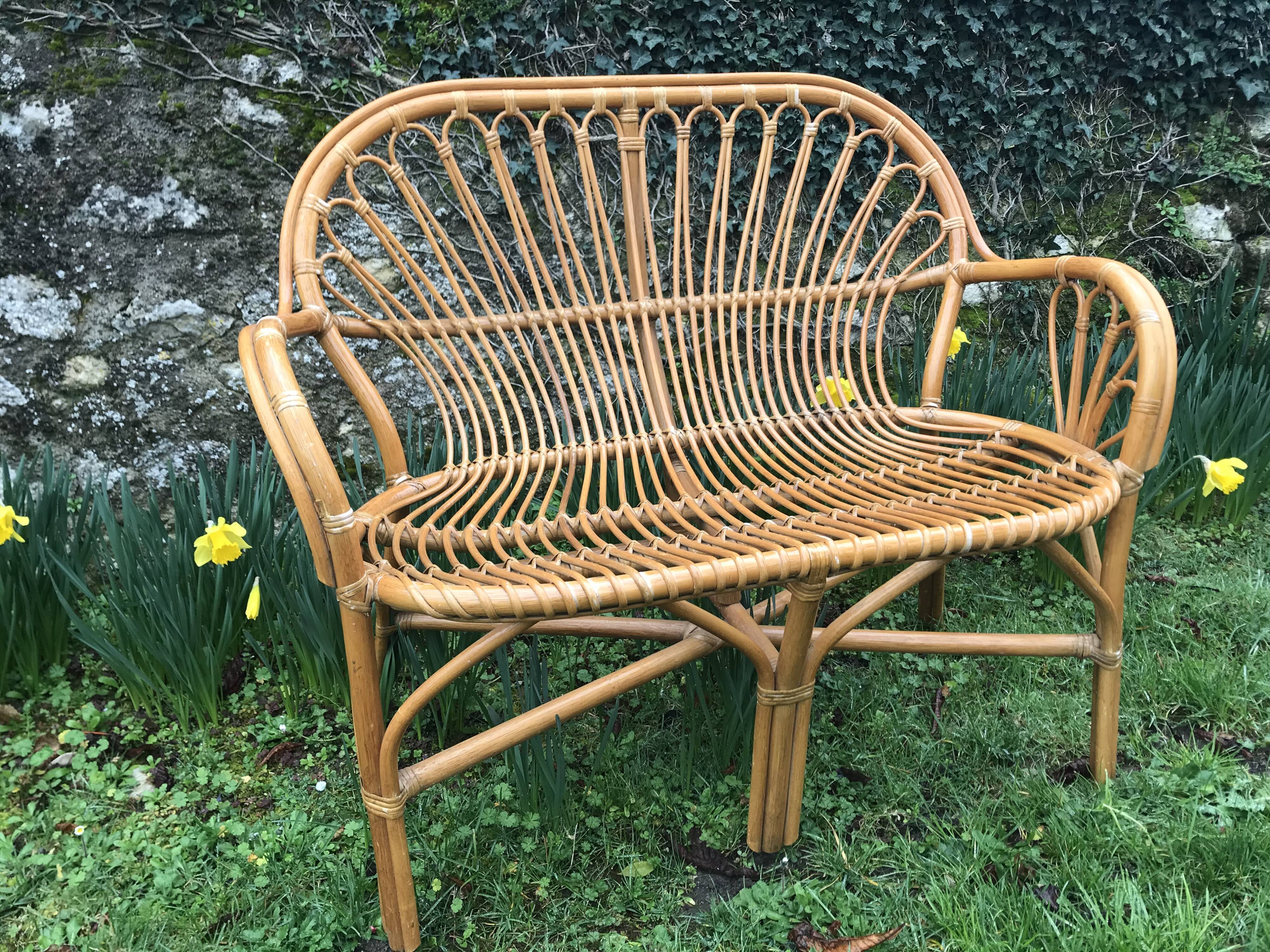Vintage rattan seat length 103