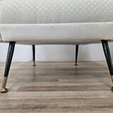 1950s Italian Armchairs Design in Cream Fabric with Iron Legs