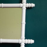 Bamboo mirror in wood turned white  46x40cm