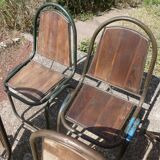 Set of 6 indu chairs in metal and exotic wood.
