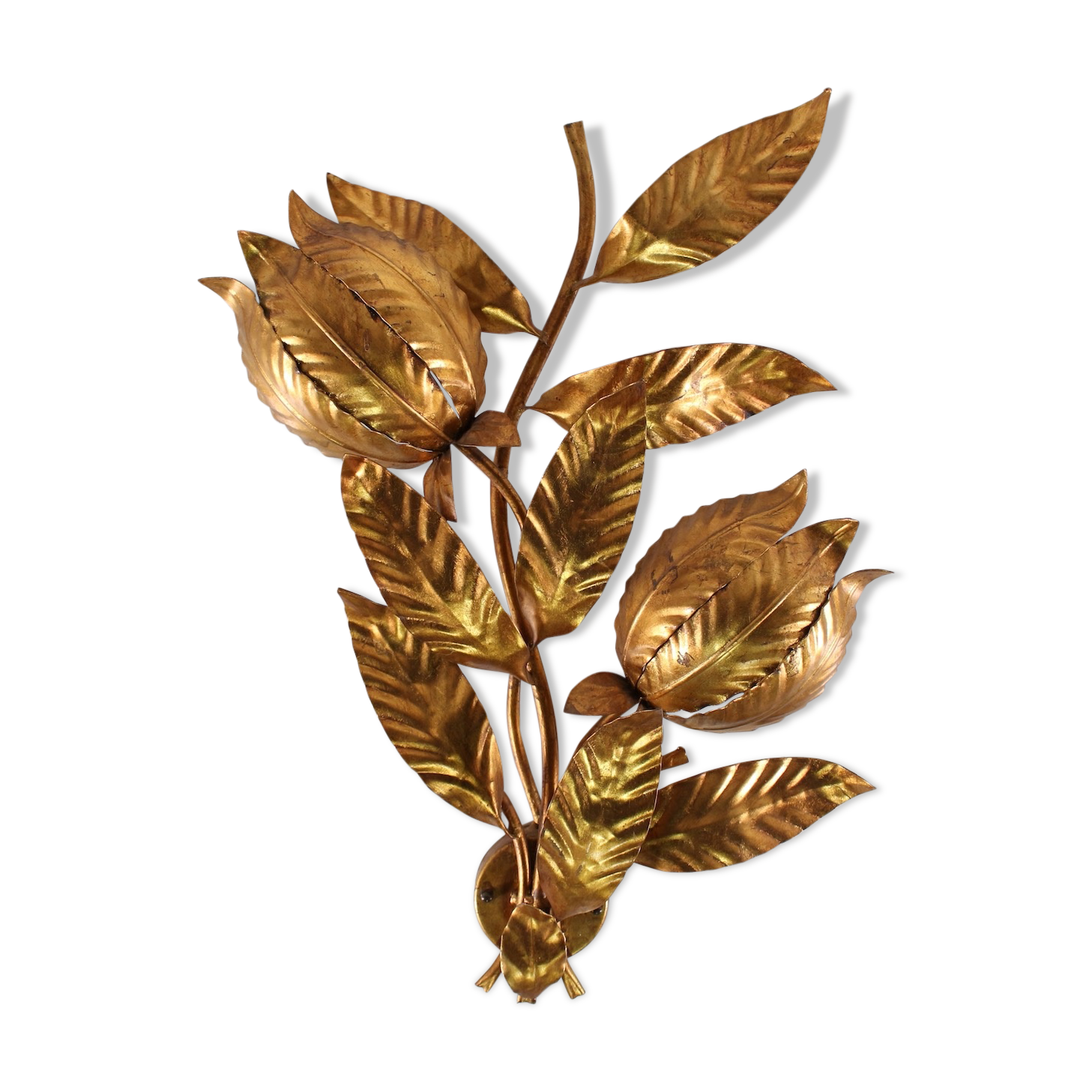 Wall light flower-shape in golden metal Hans Kogl