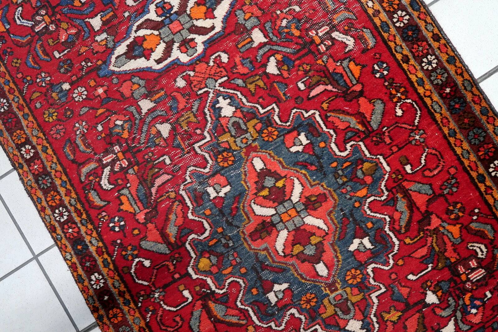 Handmade antique Persian Karajeh runner 97cm x 370cm 1920s - 1C1166