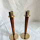 Pair of Danish Art Deco Candle Holders  in Wood & Brass