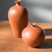 Pair of 1980s-90s Terracotta Vases – Minimalist Organic Shapes