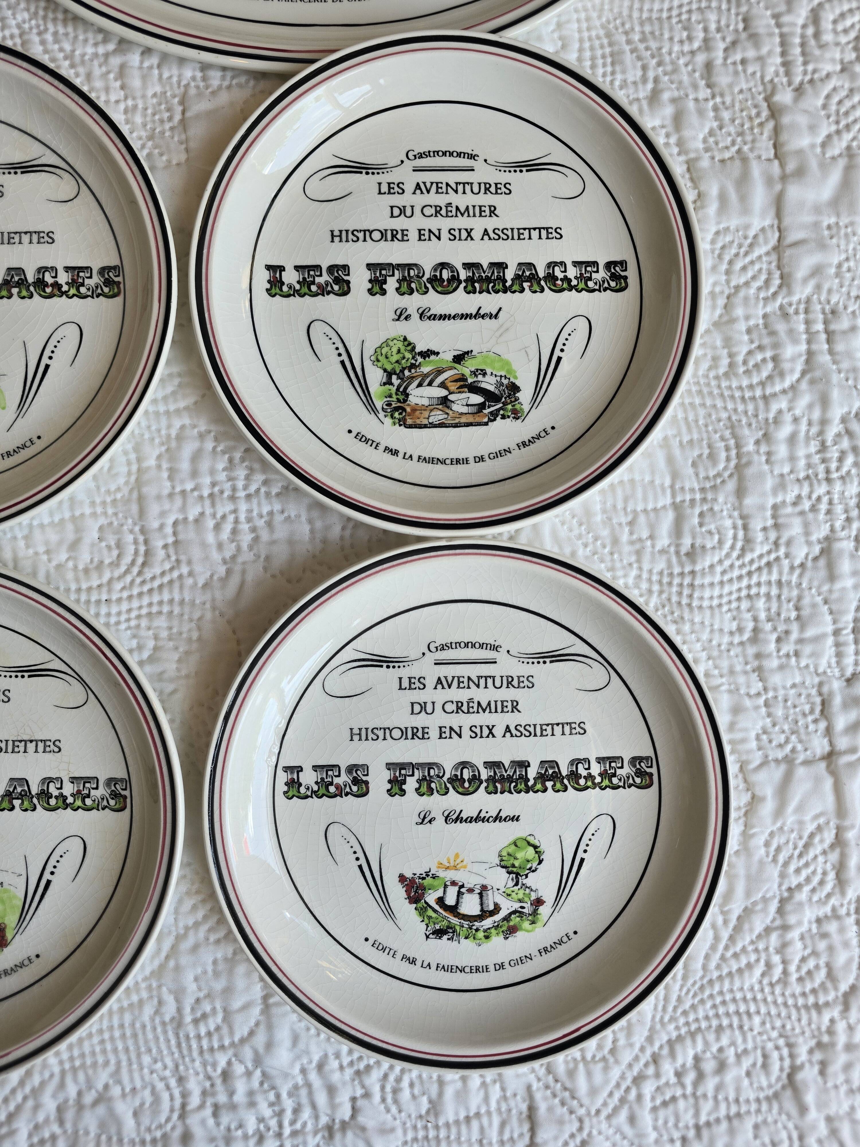 Set of 12 Gien plates "The Adventures of the Farmer" – Cheeses & farm