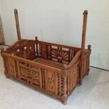 Solid teak carved swing cradle